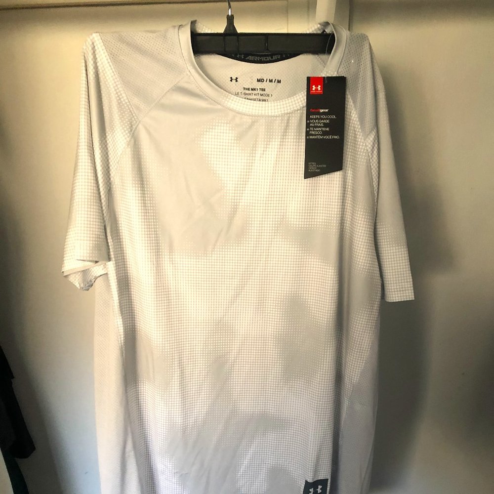 Men's Medium White and Grey Under Armour MK 1 Tee